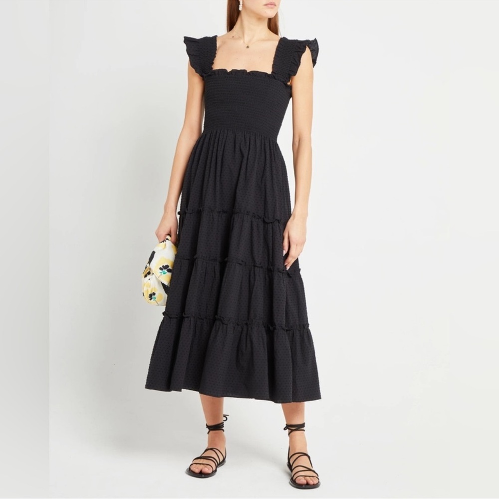Black tiered smock dress